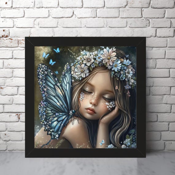 Fairy And Butterfly Wall Art Nursery Decor Bedroom Decor Fantasy Poster Girls Room Picture Wall Hanging For Office Bathroom Kitchen