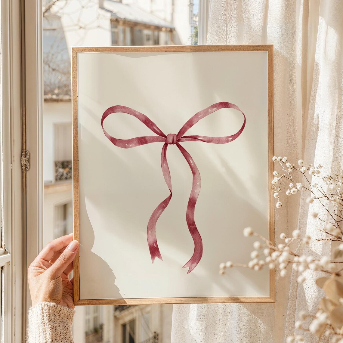 Red Bow Print, Coquette Nursery Decor Art Print