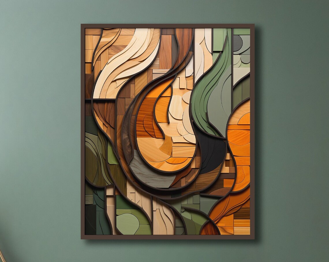 Boho Wood Shapes, Earth Tones Wall Art Print