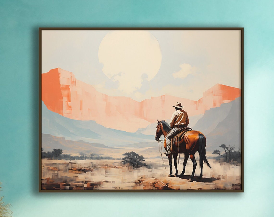 Southwest Cowboy Abstract Art Print Western Living Room Decor Bedroom Art Home Decor Over The Bed Art Ranch Home Decor Desert Wall Art - Image 4