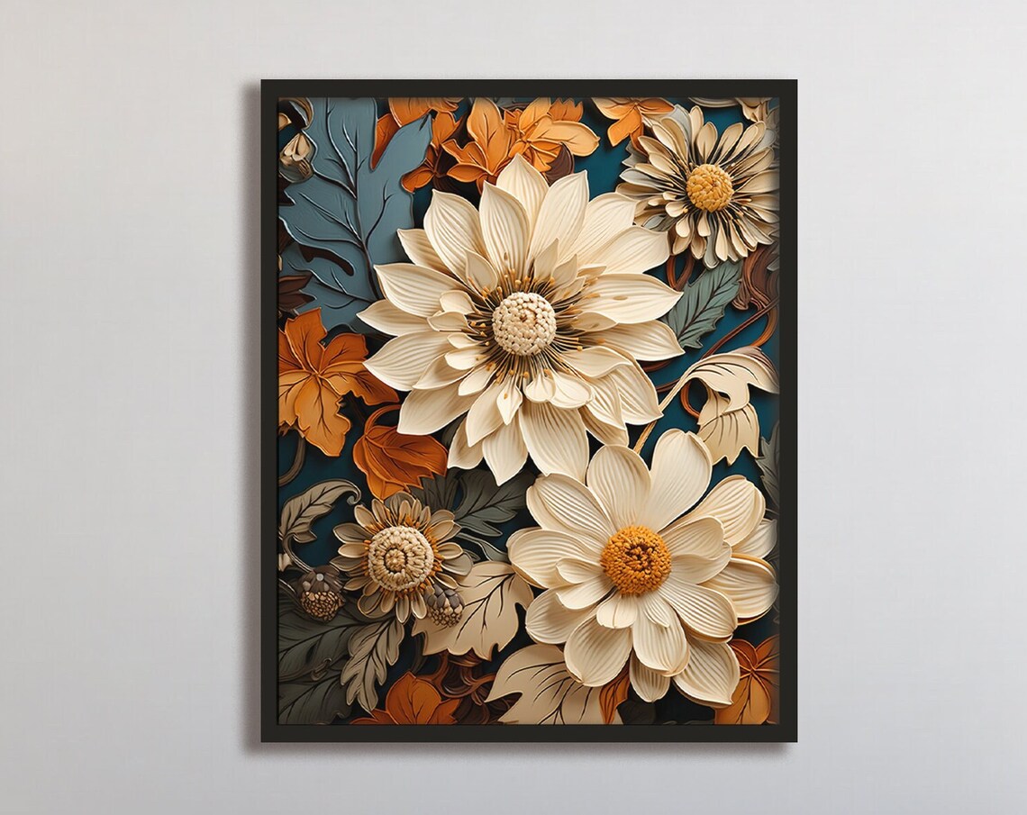 Boho Floral Botanicals, Neutral Wall Art Print - Image 4