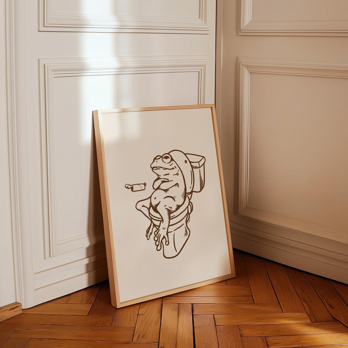 Retro Frog On Toilet Funny Bathroom Art Print - Image 4