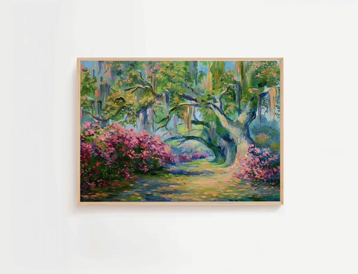 Charleston Azalea Garden Print, Southern Landscape