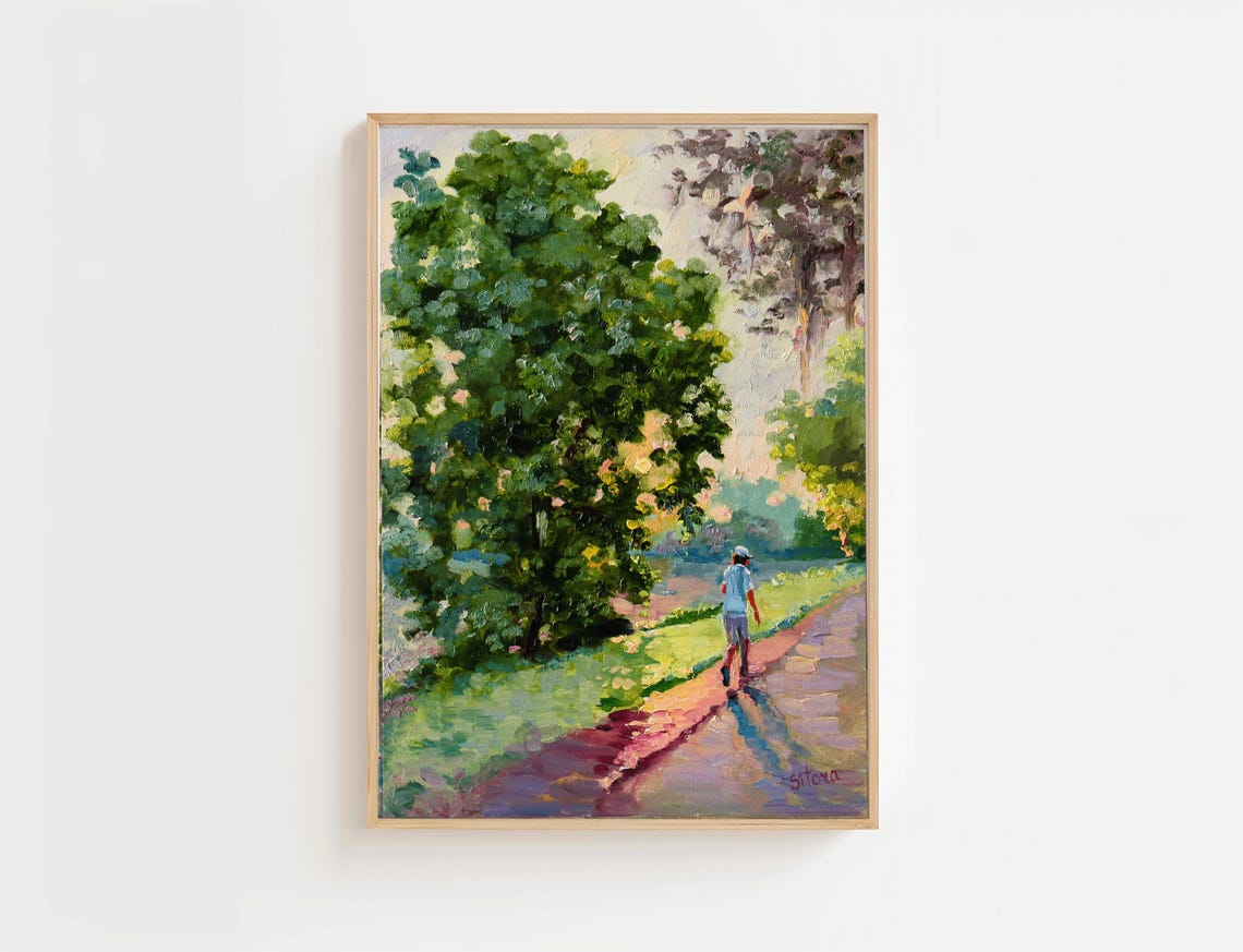 Lake Mayer Savannah Sunset Path Impressionist Oil Painting Poster