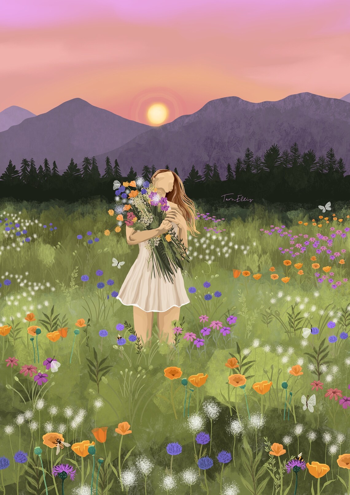 Rewilding Floral Woman Nature Lover Art Print - Image 2
