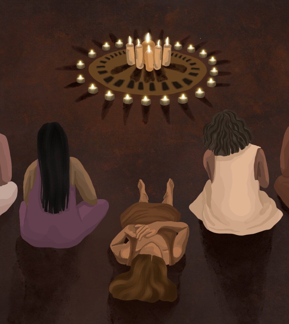 Cave Circle Meditation Women Group Art Print - Image 2