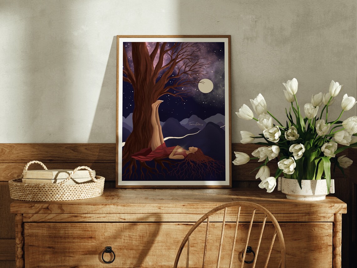 Earth And Sky Yoga Print, Spiritual Wall Decor - Image 2