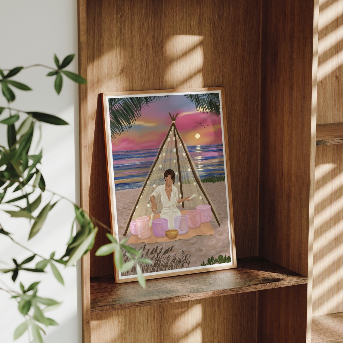 Sound Healing Meditation Boho Beach Sunset Art Print - Image 2