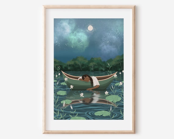 Pensive Peace Girl Illustration, Spiritual Wall Art