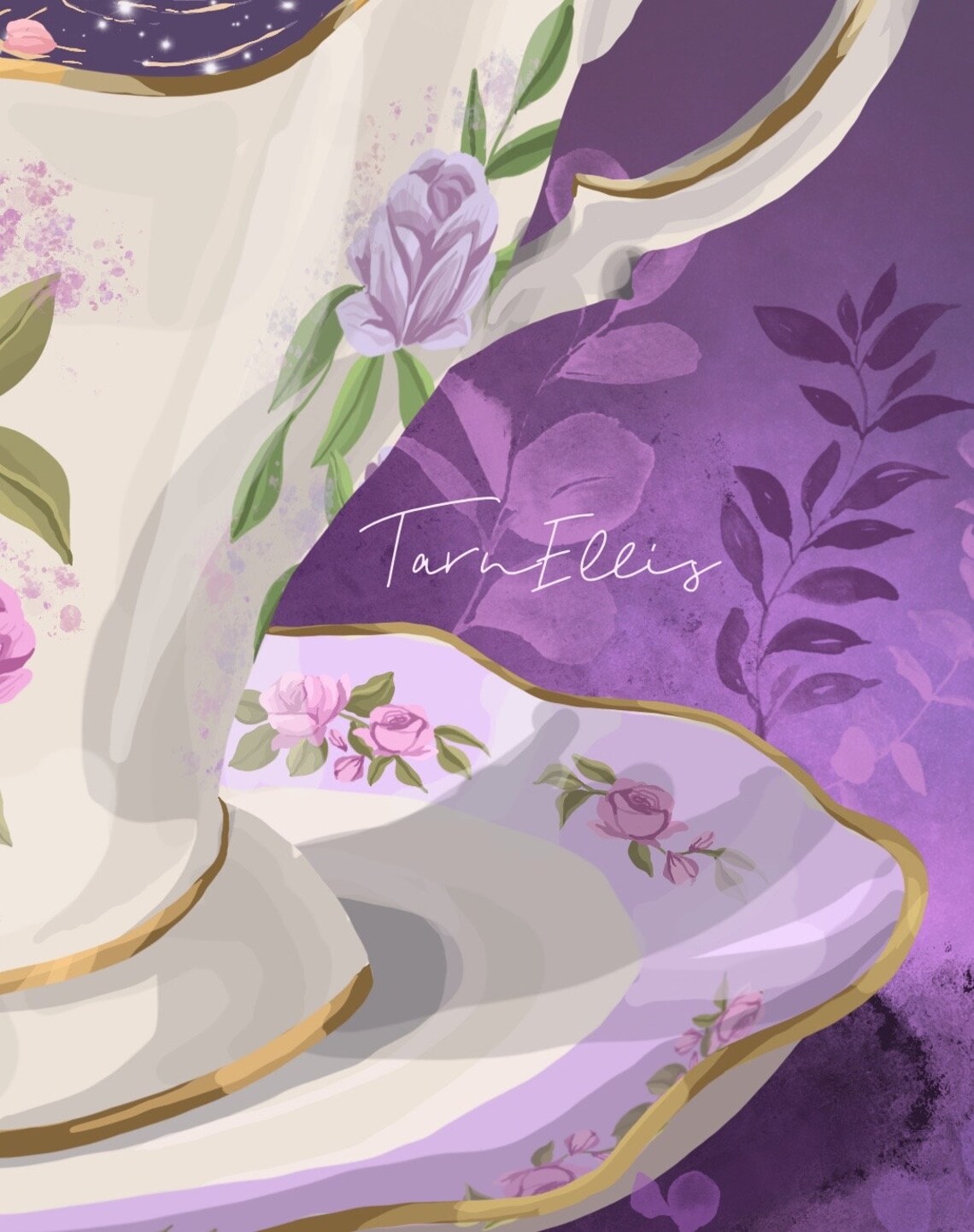 Tea Time Fine Art Print, Cosmic Cup Boho Poster - Image 3