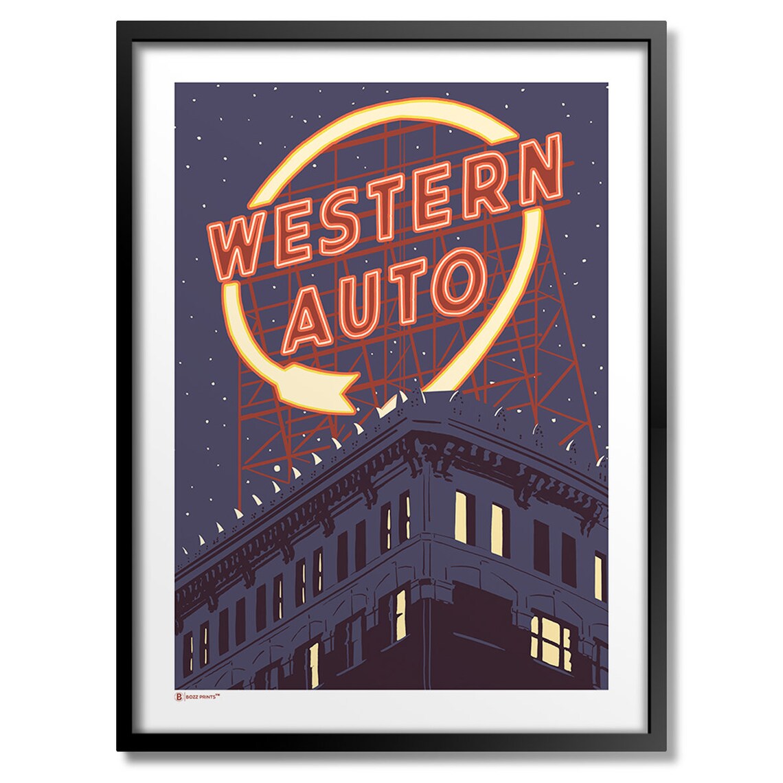 Kansas City Western Auto Lights Art Print
