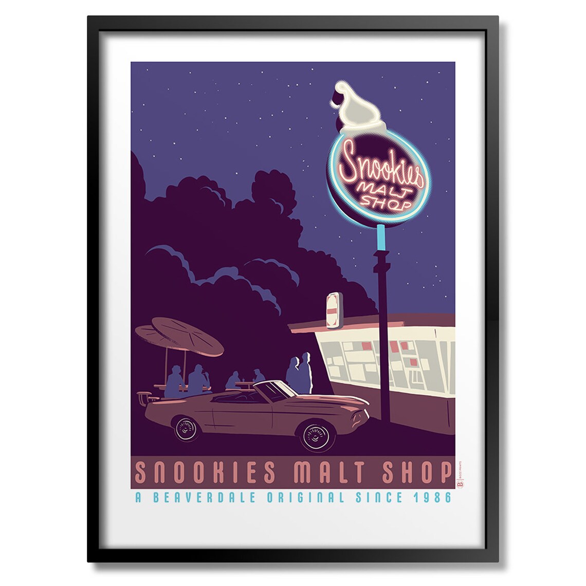 Snookies Malt Shop Art Print, Retro Diner Decor