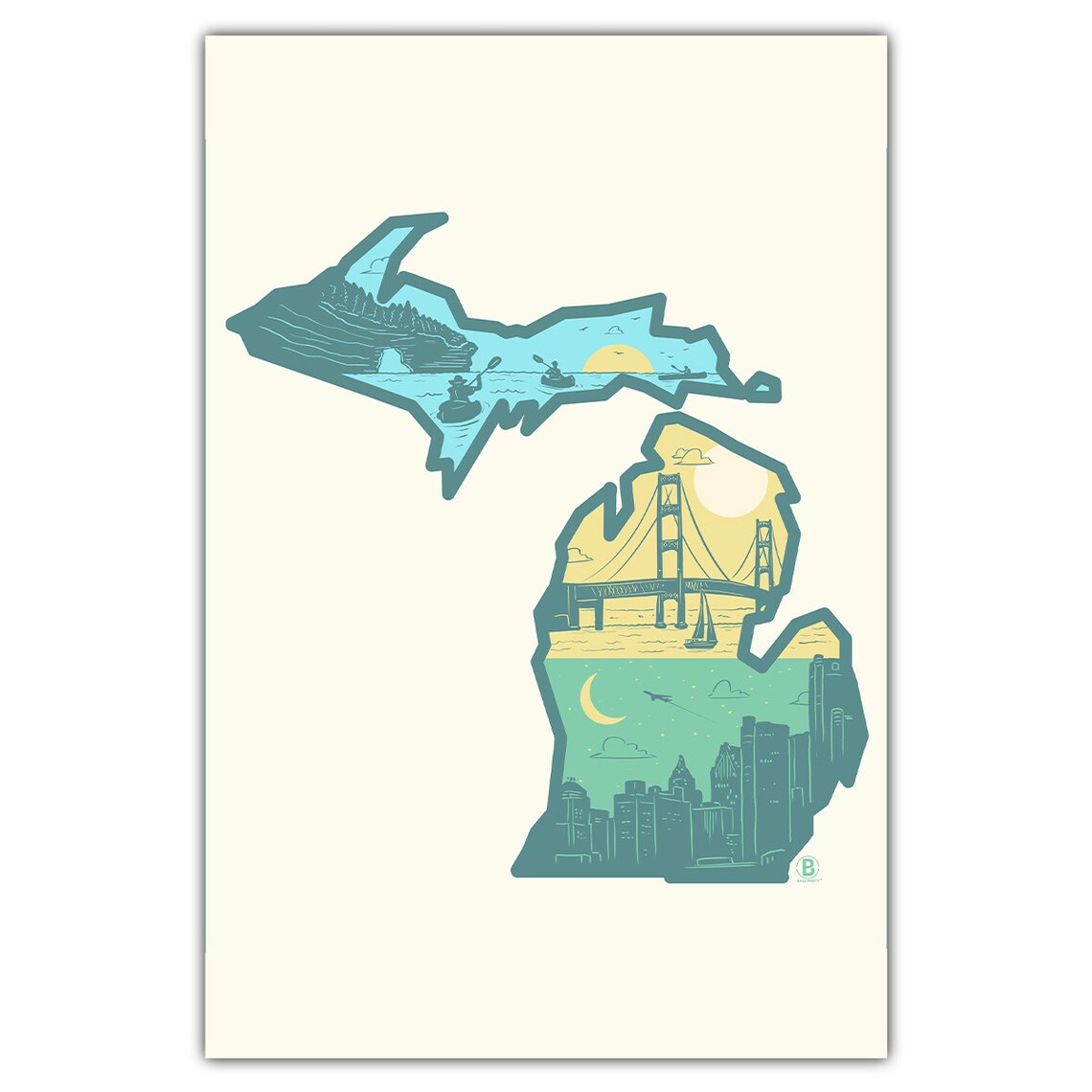 Layers Of Michigan Postcard Travel Poster