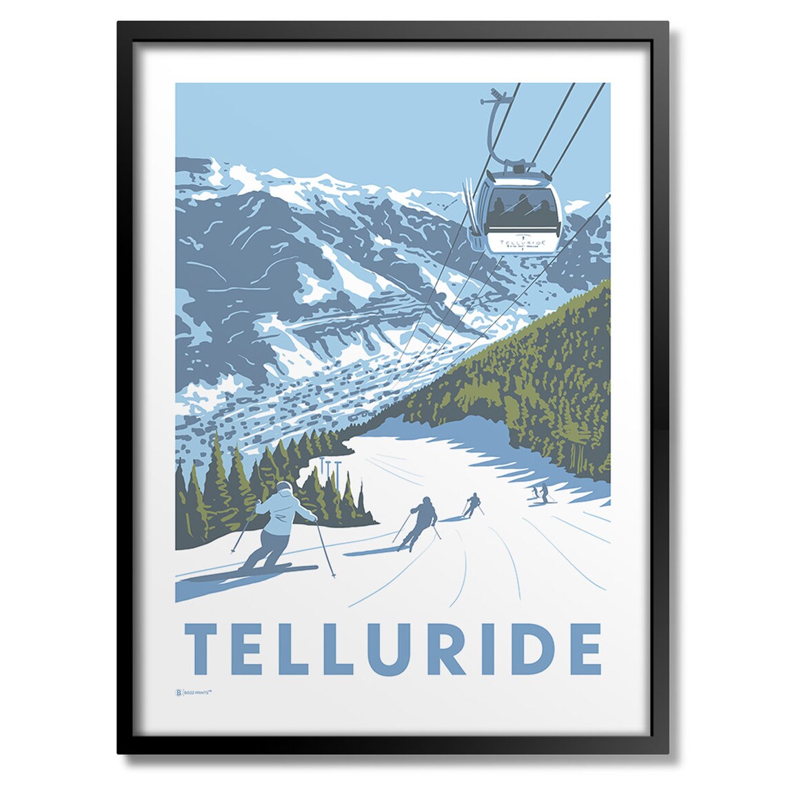 Telluride Ski Travel Poster, Mountain Sports Print