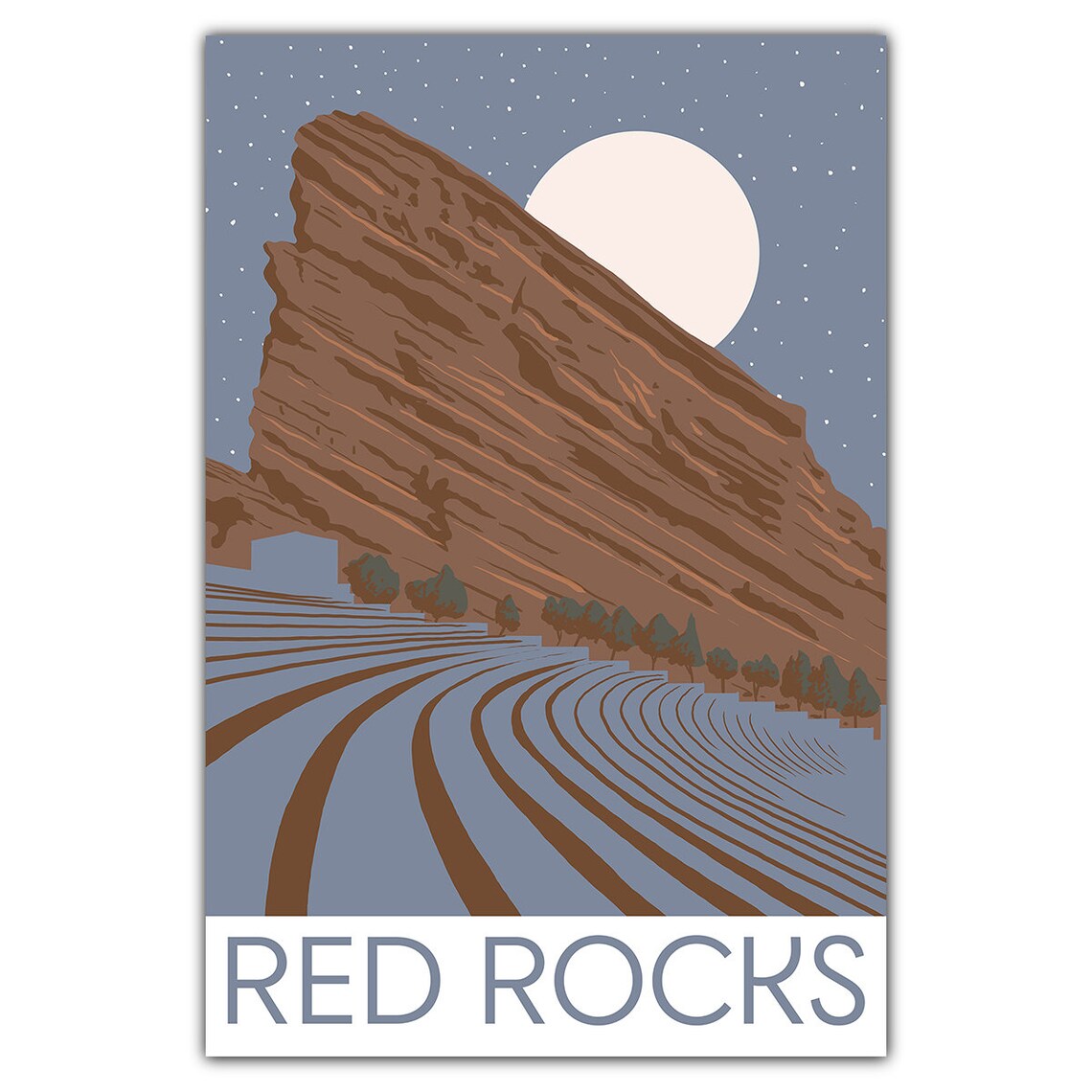 Red Rocks Amphitheater Night Travel Poster