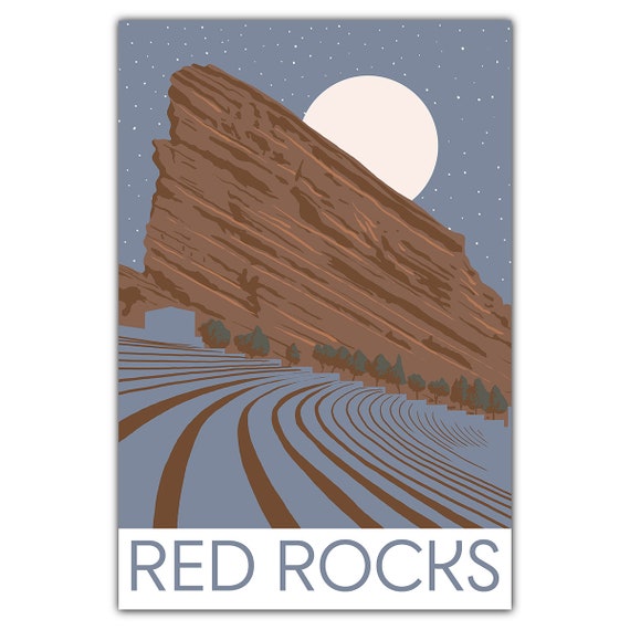 Red Rocks Amphitheater Night Travel Poster