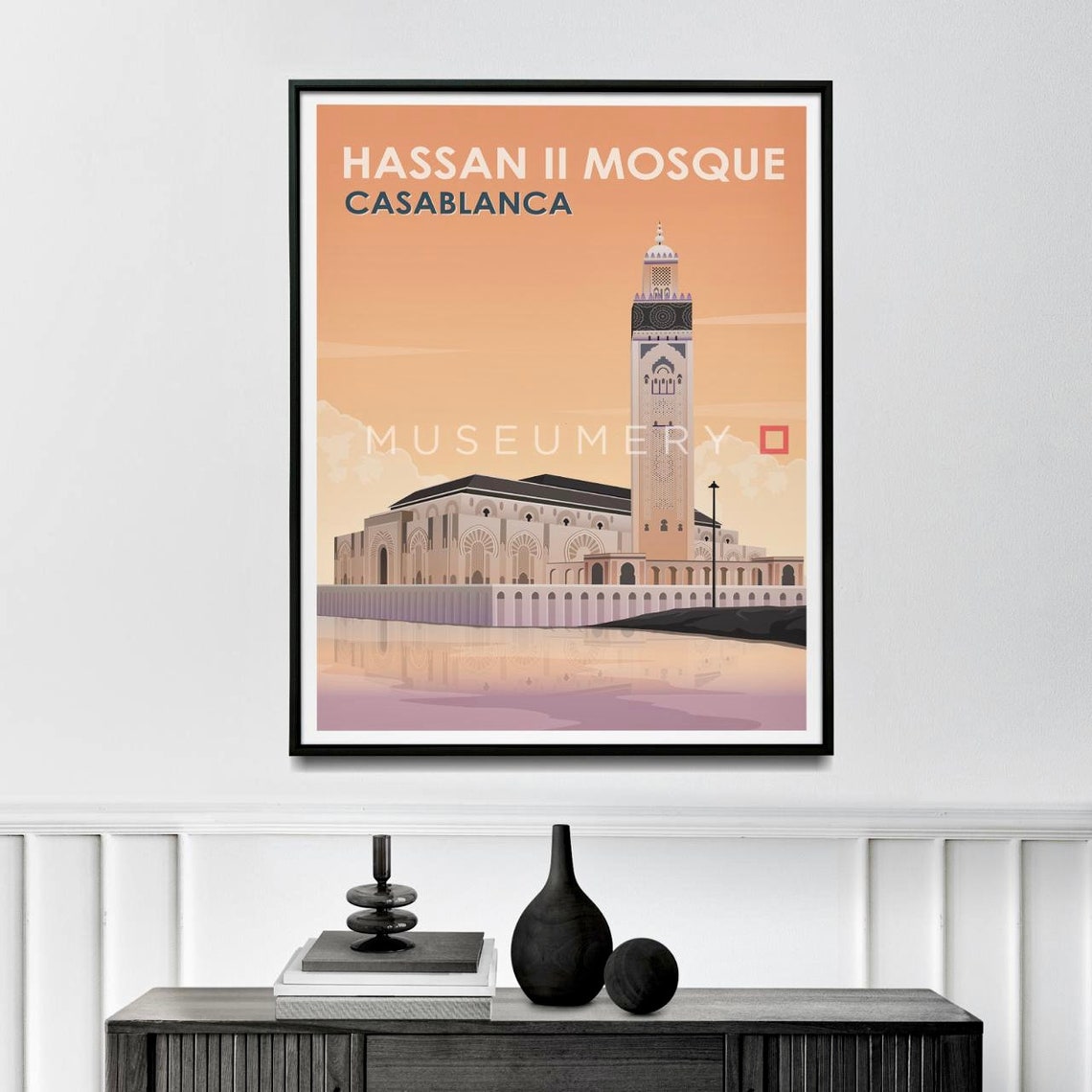 Casablanca Morocco Hassan II Mosque Sunset Travel Poster Art - Image 2