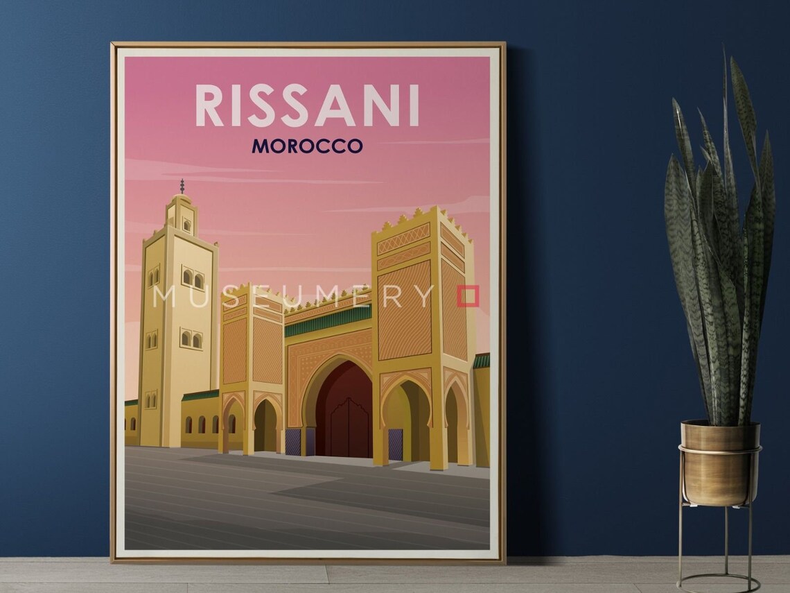 Rissani Morocco Golden Gate and Minaret Desert Travel Poster - Image 2