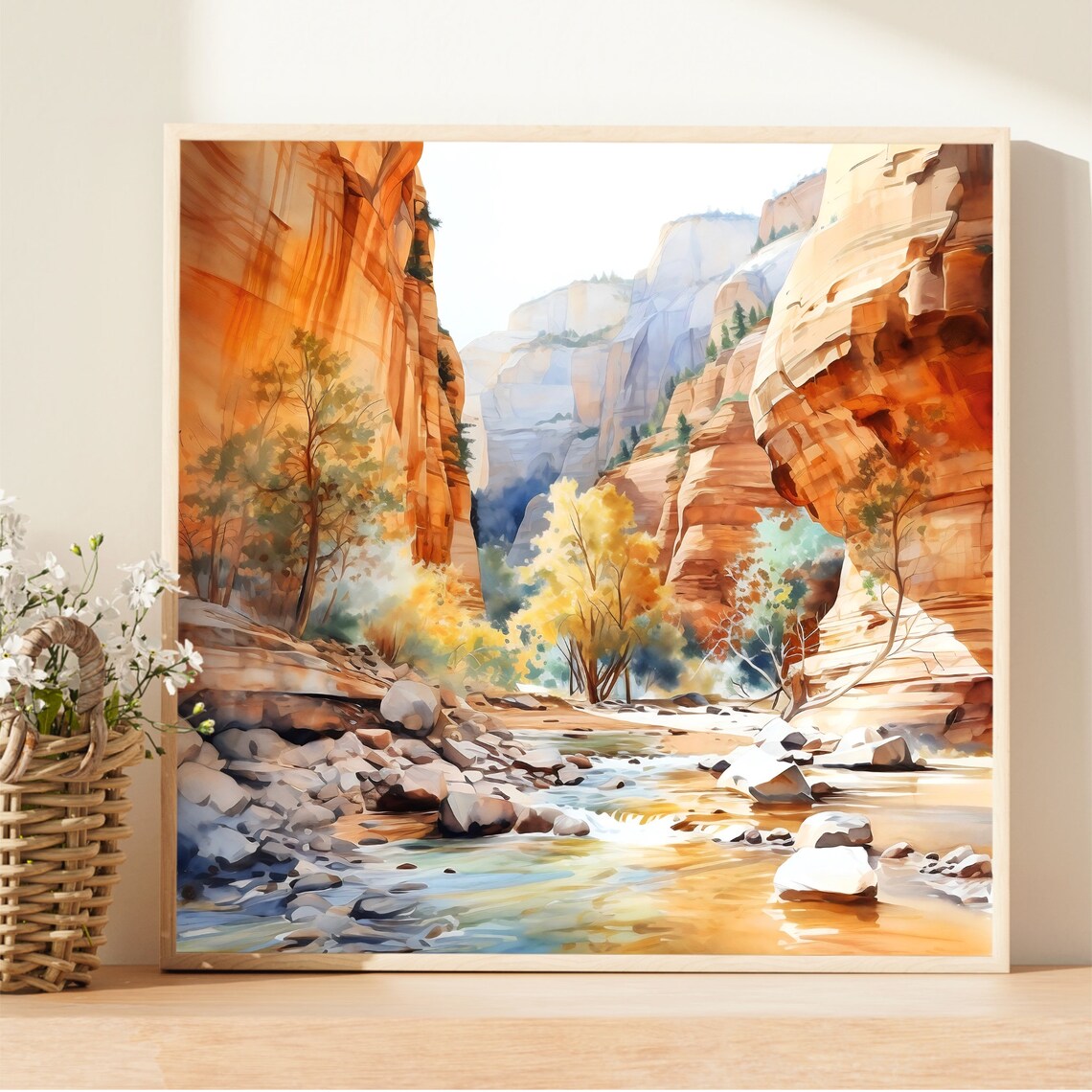 Zion Utah Travel Poster, Watercolor National Park Art - Image 3