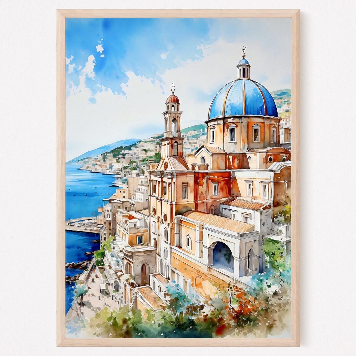 Positano Amalfi Coast Art Print Italy Art Print Travel Gift Travel Poster Europe Print Italian Coast Italian Riviera Housewarming