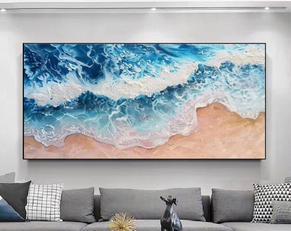 Stunning Aerial View of Waves Breaking on Pink Sand Beach Poster - Image 6