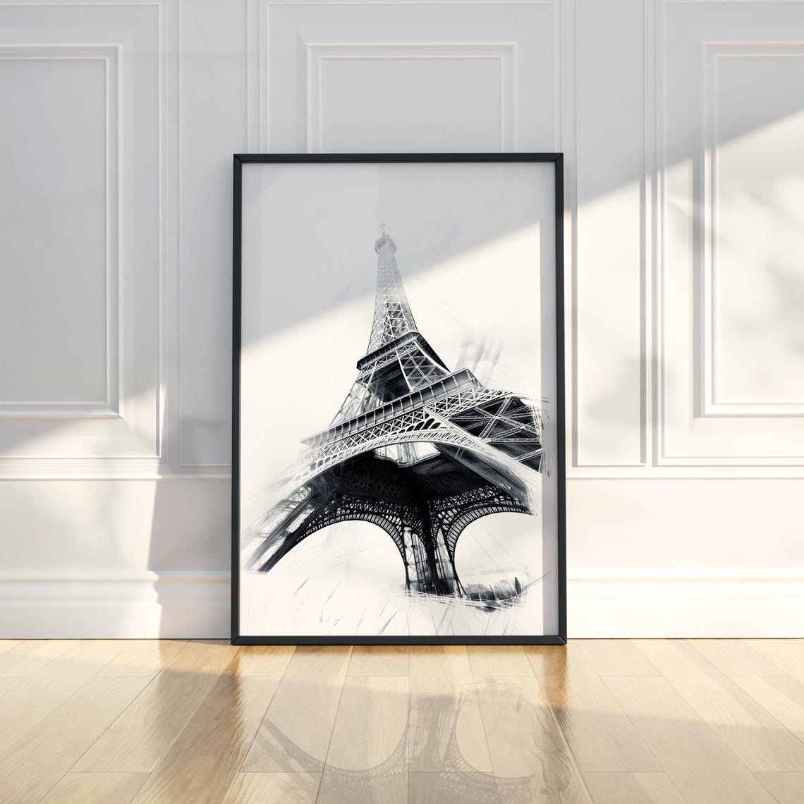 Eiffel Tower Black And White Sketch Paris Landmark Art Poster