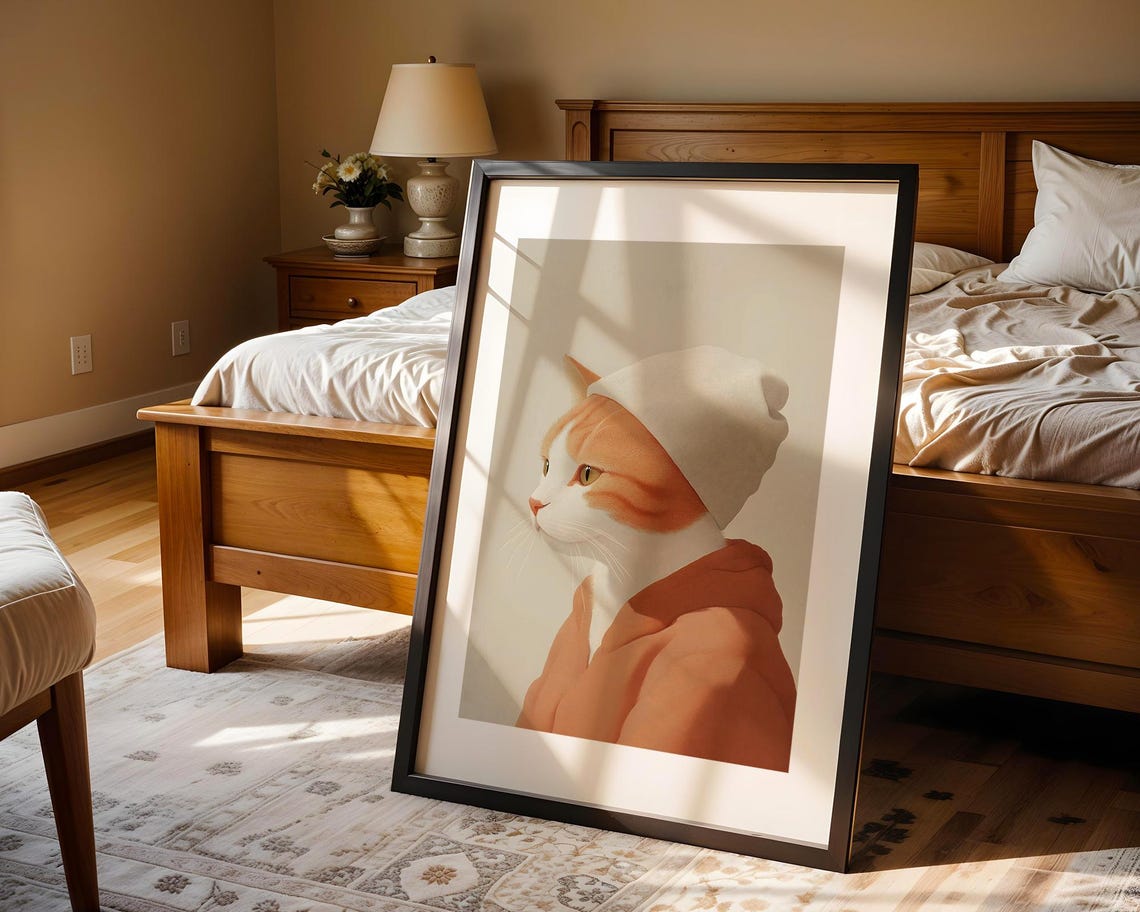 Funny Orange Cat In Beanie And Sweater Realistic Pet Portrait Poster - Image 4