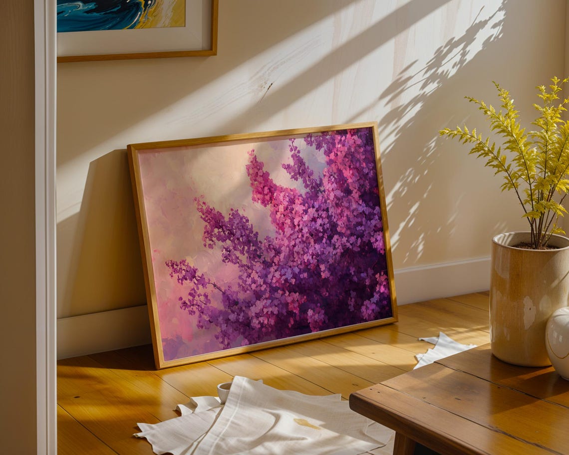 Dreamy Pink Lilac Bush Blossom Sunset Soft Floral Art Poster - Image 5