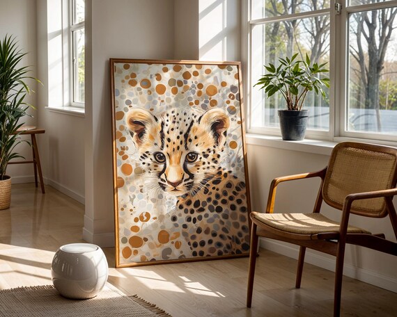 Leopard Cub Portrait Golden Dots Cute Big Cat Wildlife Art Poster