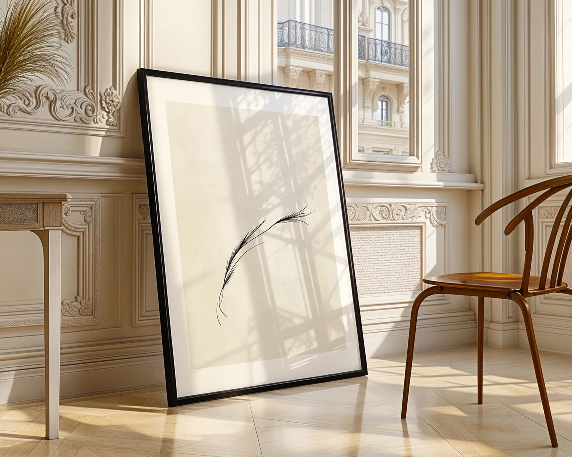 Minimalist Dried Grass Stem Line Art Poster for Calm Bedroom Walls - Image 3