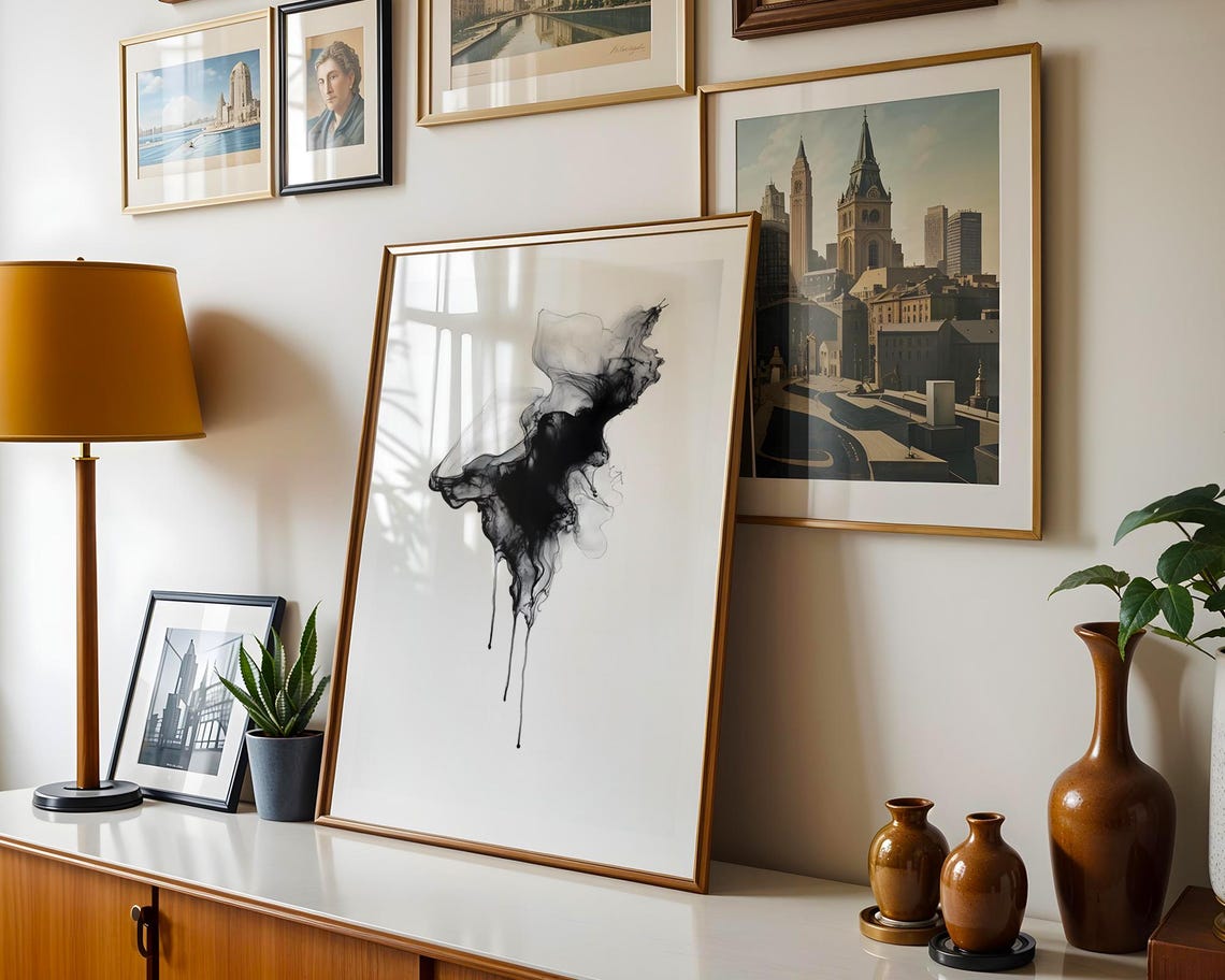 Dramatic Black Alcohol Ink Smoke Abstract Minimalist Art Poster - Image 6