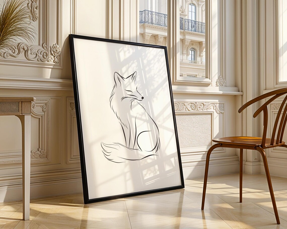 Minimalist Fox Line Art Poster for Woodland Nursery Wall Decor - Image 3