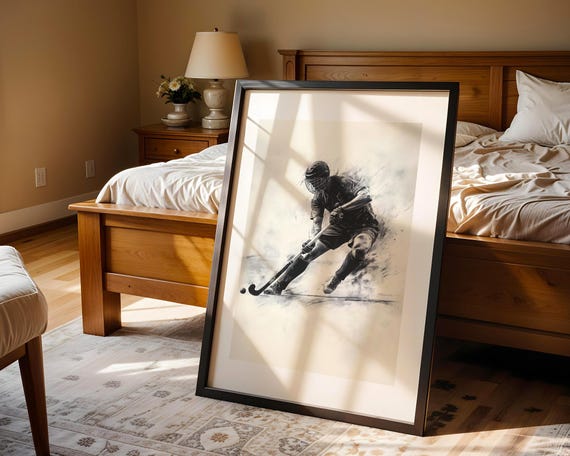 Field Hockey Player Sports Action Art Print Trendy Wall Room Decor Prints Boy Poster