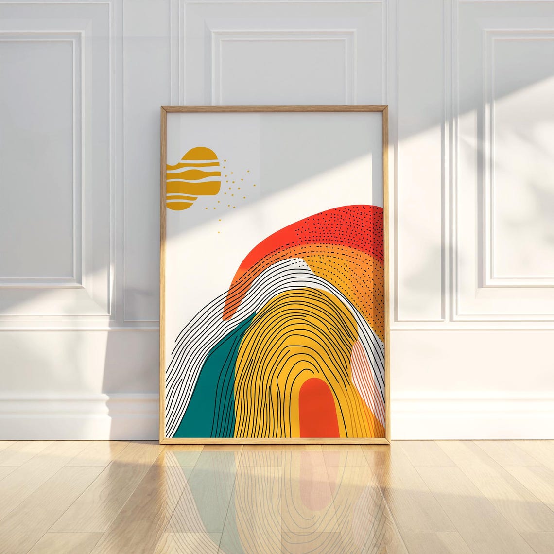 Boho Abstract Rainbow Arch Sun Mid Century Modern Artwork Poster