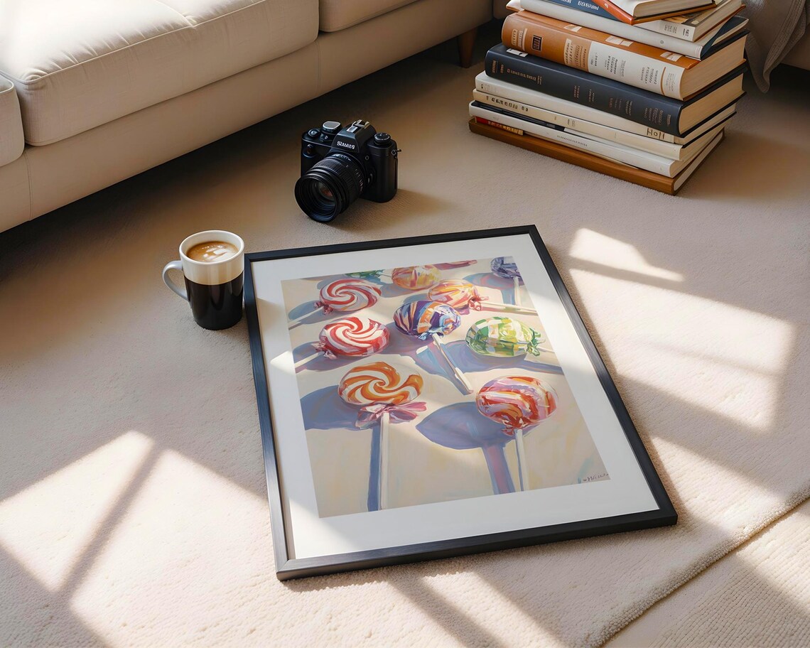 Colorful Swirl Lollipop Candy Painting Playful Retro Style Poster - Image 5