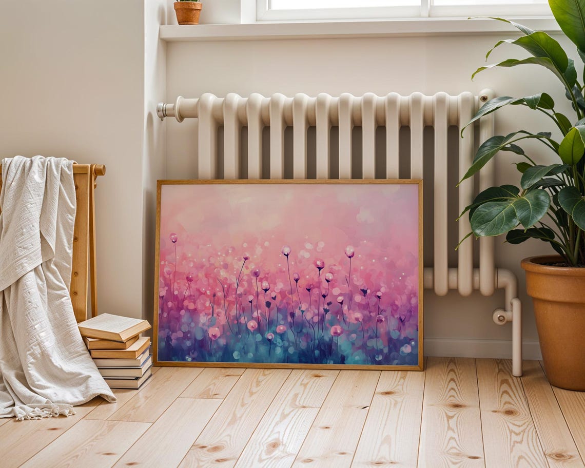 Pink Purple Wildflower Meadow Bokeh Dreamy Abstract Art Poster - Image 4