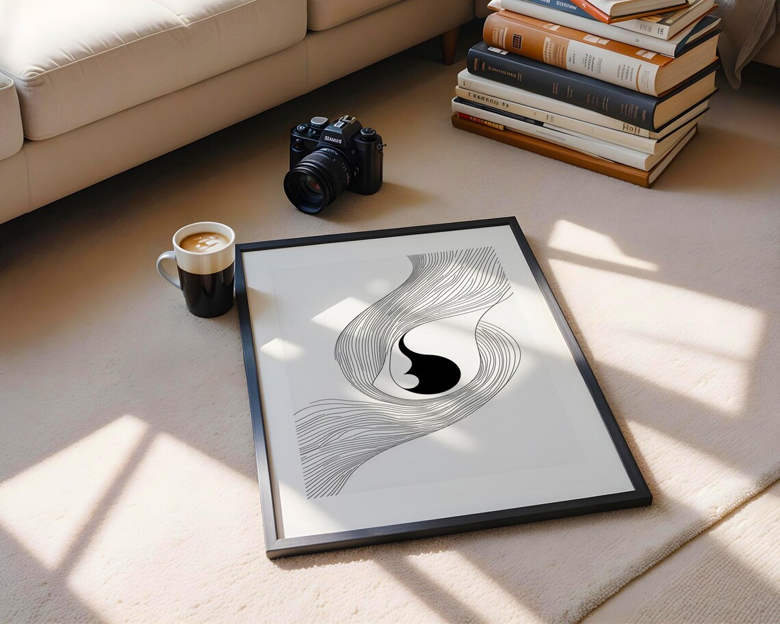 Zen Abstract Yin Yang Flowing Line Art Minimalist Symbol Poster - Image 6