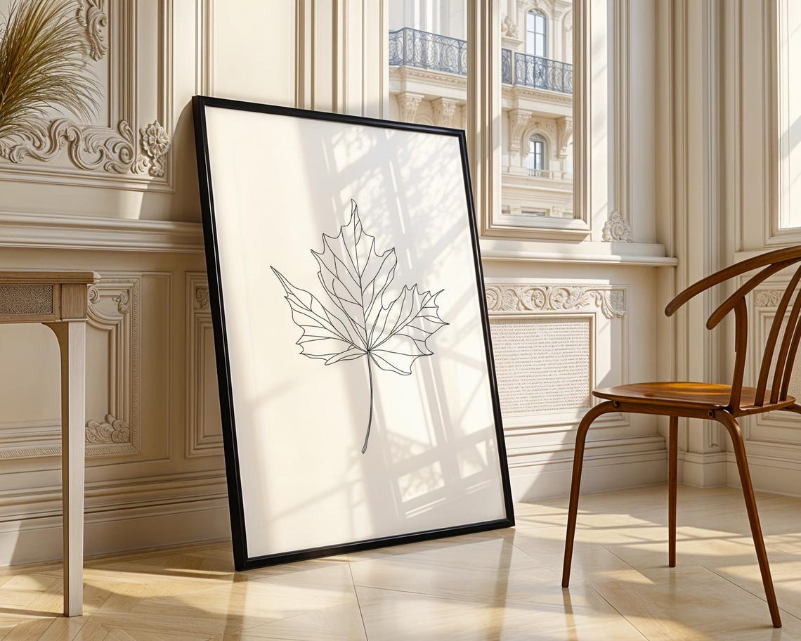 Maple Leaf Line Drawing Minimalist Botanical Ink Sketch Wall Poster - Image 4