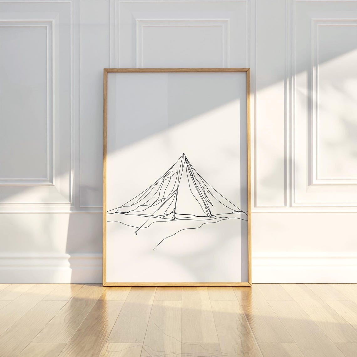 Minimalist Camp Tent Line Art Camping Outdoor Adventure Poster