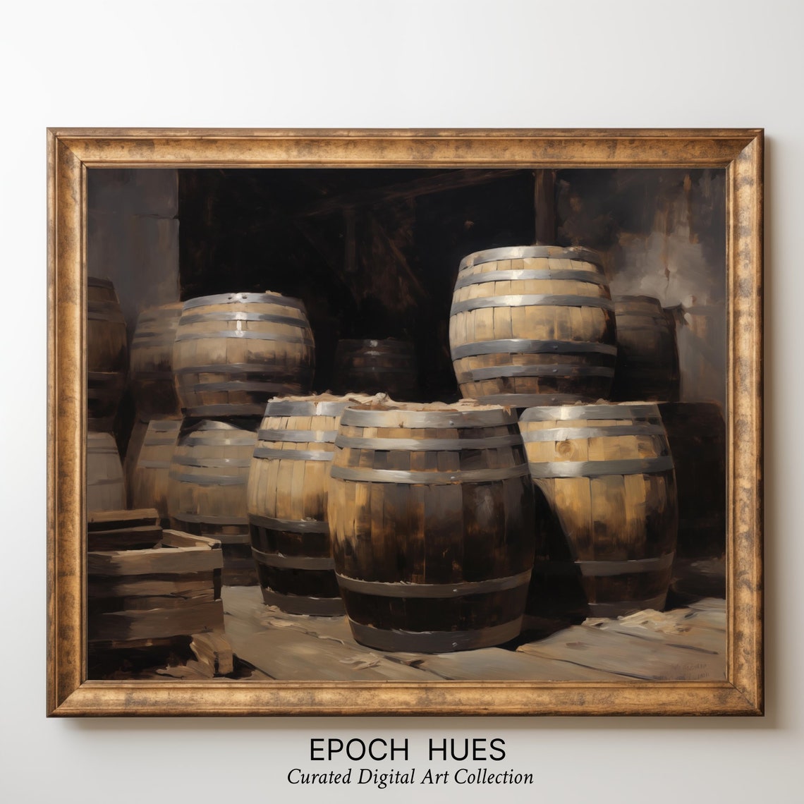 Vintage Barrel Art Print Rustic Cellar Decor Classic Still Life Farmhouse Wall Art - Image 3