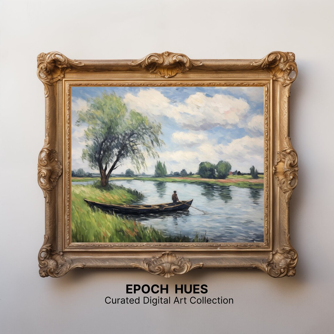 Impressionist River Landscape, Serene Nature Artwork - Image 2