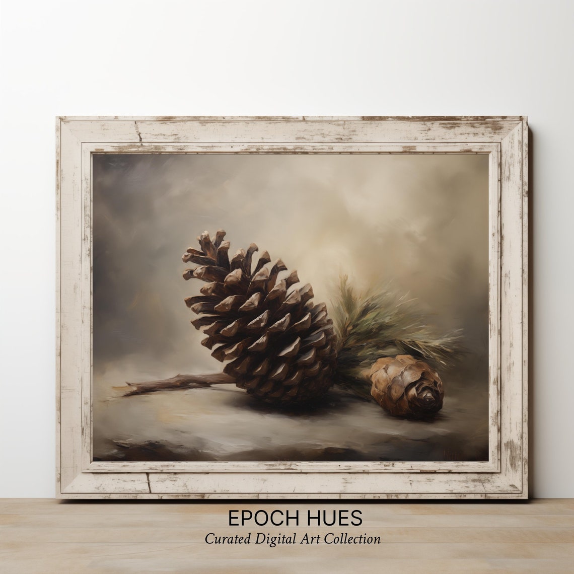 Rustic Pine Cone Art Print Nature Inspired Wall Decor Countryside Home Decoration Warm Earth Tones - Image 2