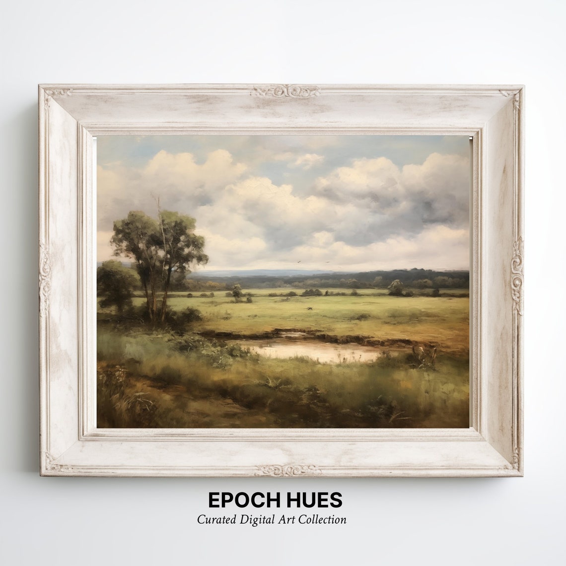 Rustic Landscape Painting Country Scenery Wall Art Peaceful Nature Home Decor - Image 3