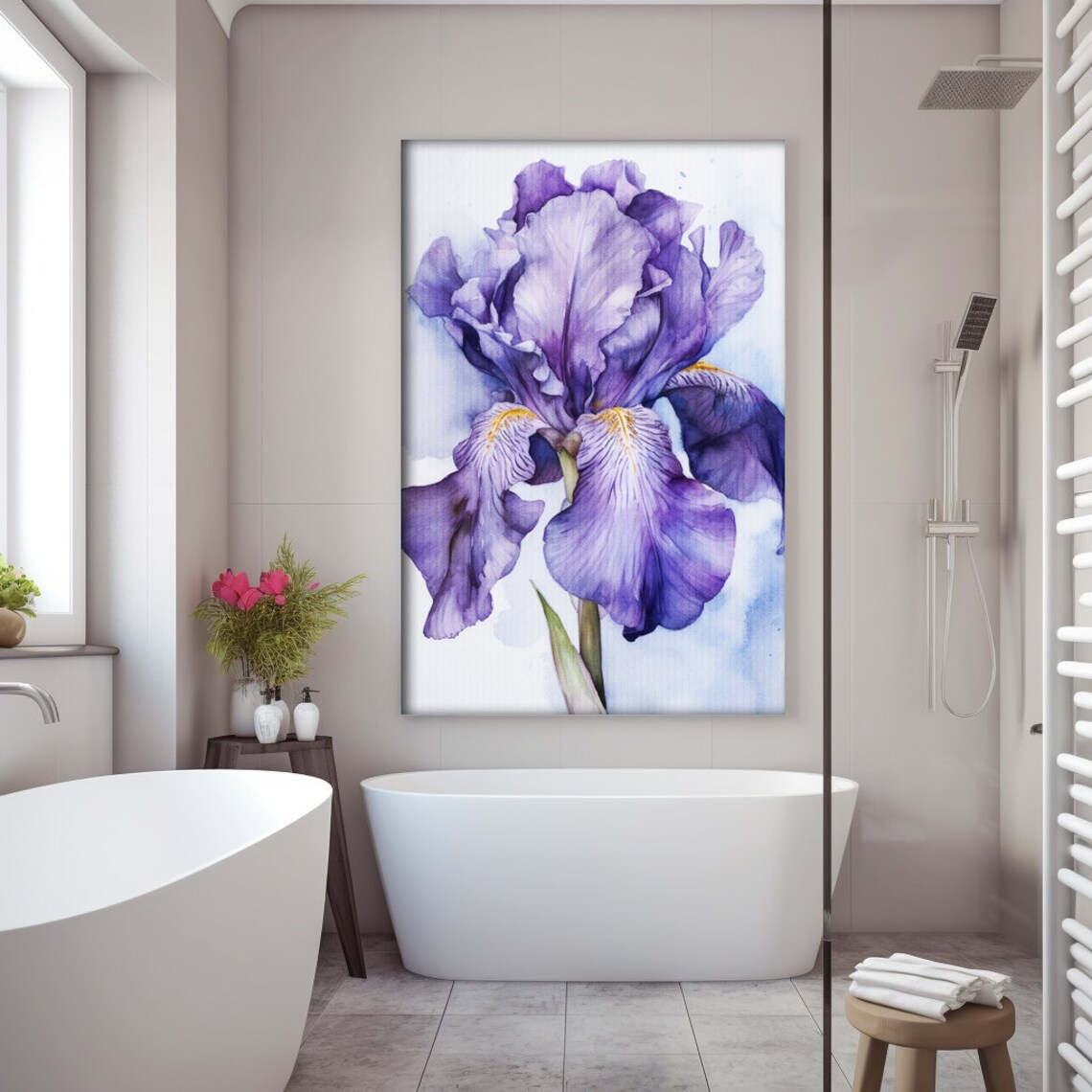 Iris Watercolor Art Print, Hallway Living Room Decor - Image 2