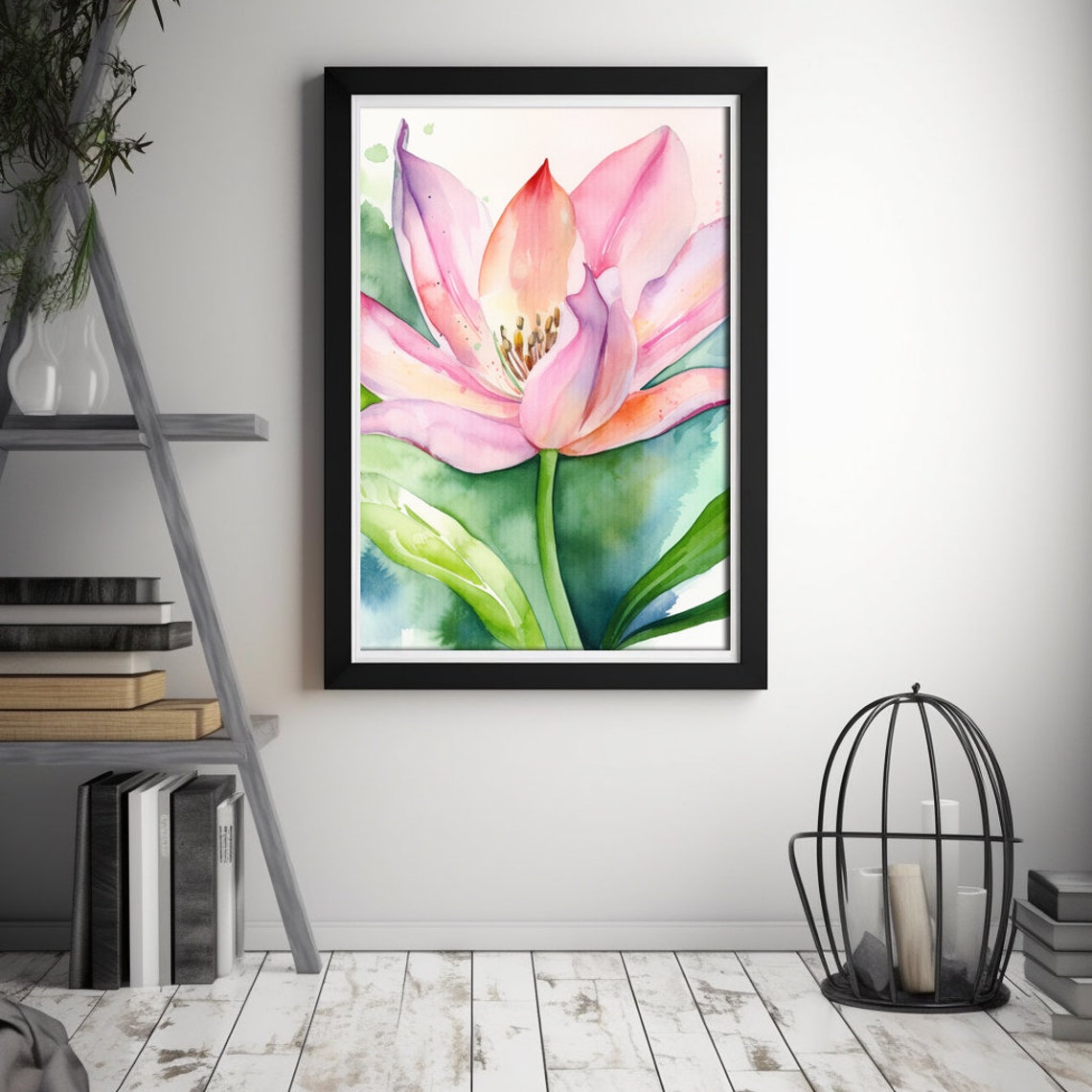 Pink Lily Flower Watercolor Art Print For Mothers Day Gift Watercolor Floral Painting For Birthday Present Lily Wall Art Flower Lovers - Image 3