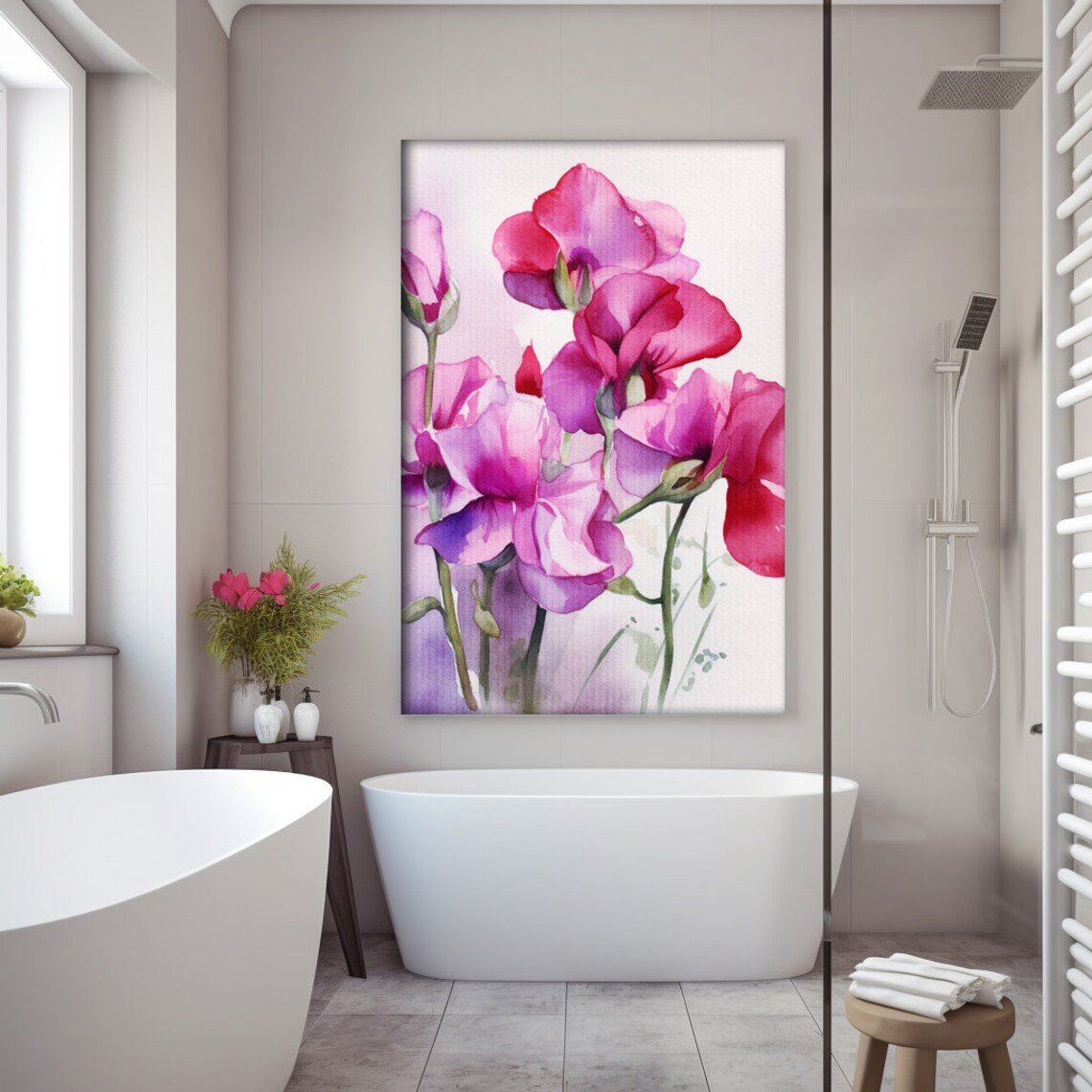 Sweet Pea Watercolor Art Print, Realistic Lathyrus - Image 2