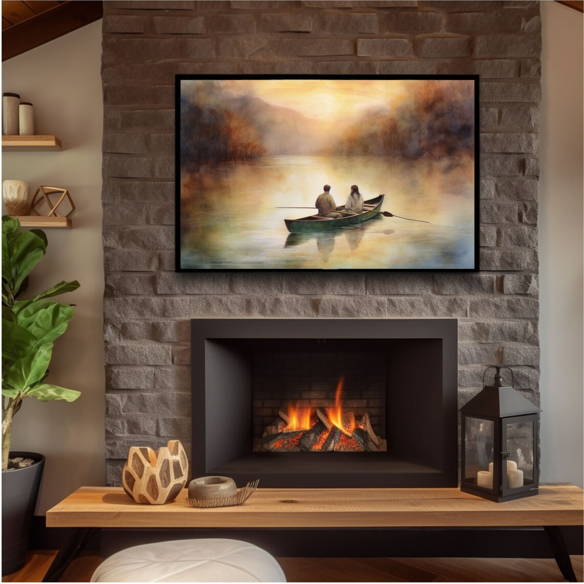 Rustic Rowboat Watercolor Art Print, Lake Cabin - Image 2