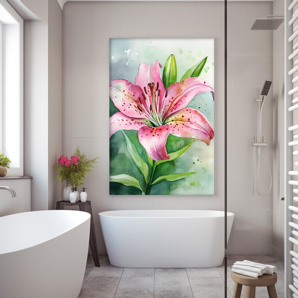 Pink Stargazer Lily Watercolor Botanical Floral Painting Poster - Image 4