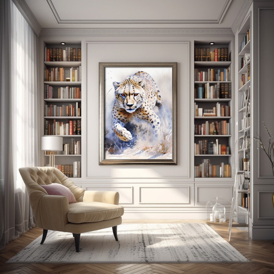 Cheetah Running Watercolor Art Print Wild Cat Safari Wildlife Wall Poster Art - Image 4