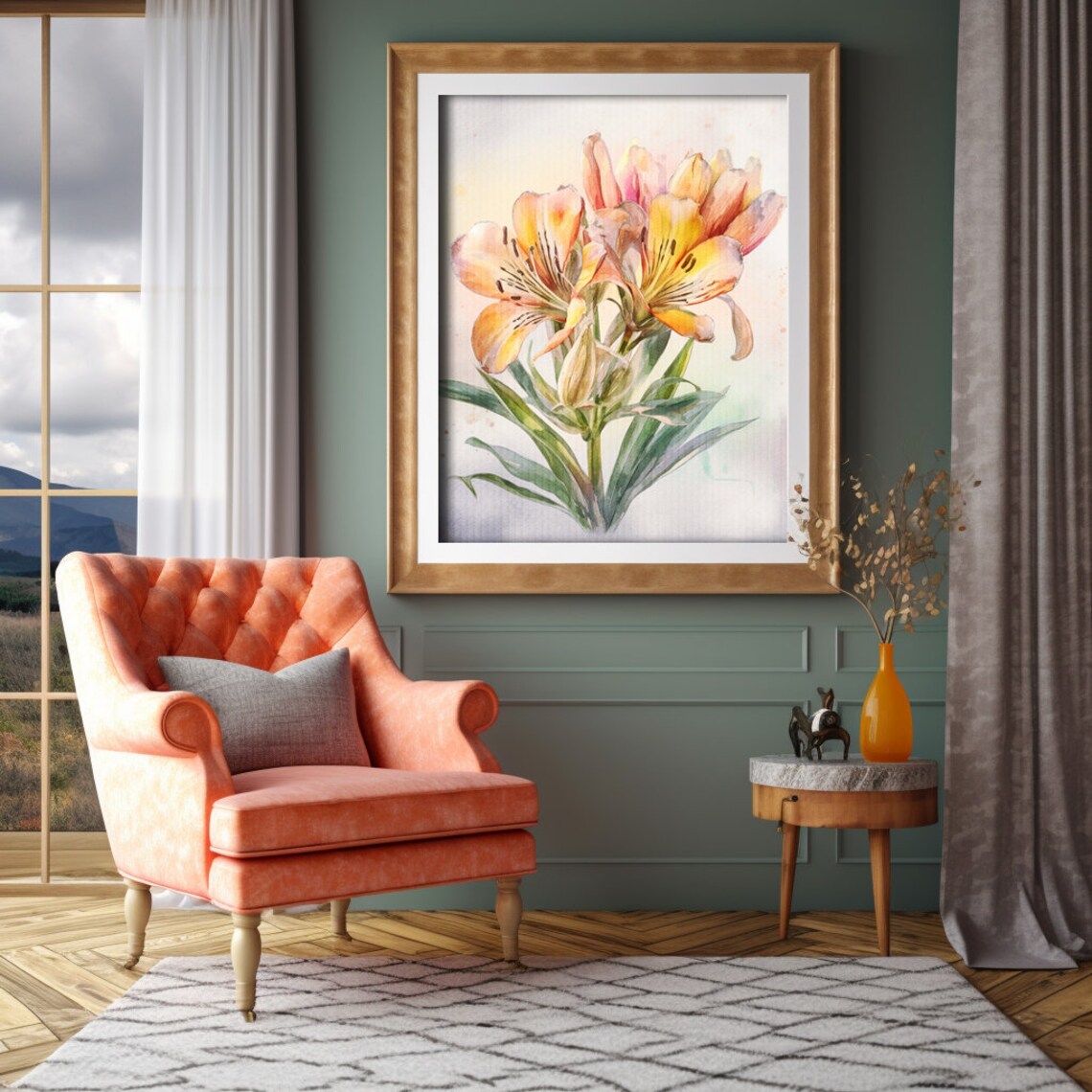 Alstroemeria Watercolor Painting, Realistic Peruvian Lily - Image 4